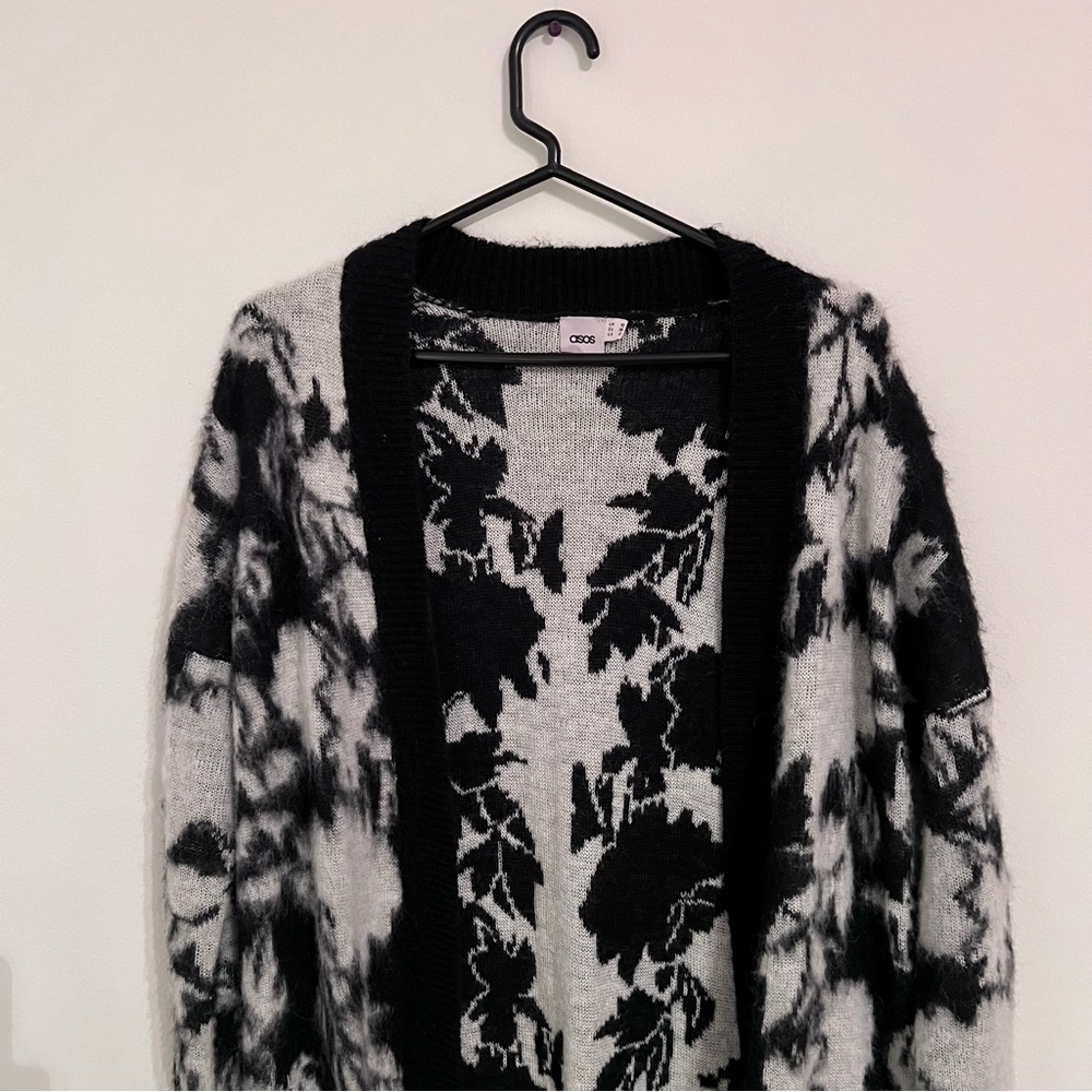 ASOS Black Floral Longline Cardigan